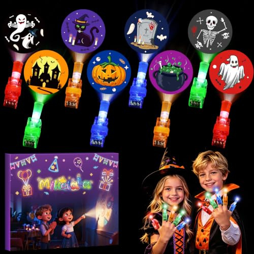 Mikulala 24 Unidades Luces para Dedos LED Halloween - Juguetes Luminosos para Bolsas de Chuches, Regalos Truco o Trato, Decoración Fiesta, Premios para Clase