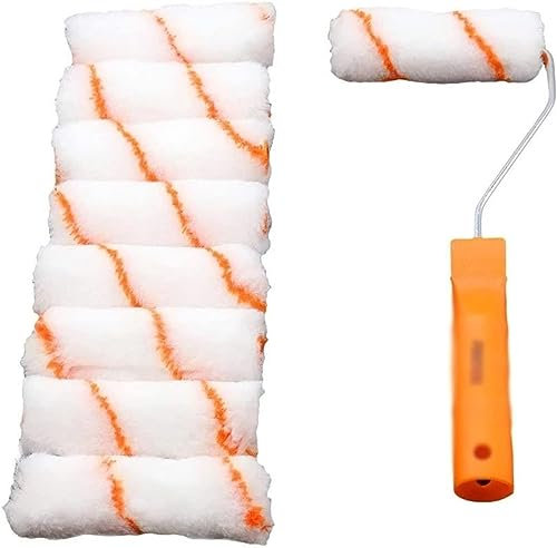 SFQEVHRZ Paint Rollers，Facade Roller， Wall painting tools 4'' 100mm Professional Wall Paint Roller Brush handle tool Replacable 10 Piece Tool Kit