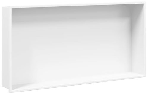 vidaXL Niche de Douche Blanc Mat 62x32x9 cm Acier Inoxydable, Niche de Salle de Bain, étagère de Douche intégrée, Niche Murale de Toilette