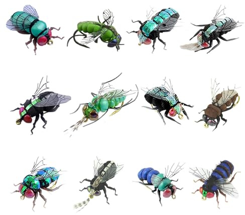 Flugfiske kit, flugfiske sortiment – set med 12 basbeten – realistiskt handgjort fiskedrag fäst på låg öring med krokar för saltvatten