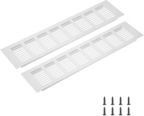 sourcing map Rectangle Ventilation Grille 350x80mm/14x3 Silver Tone | Aluminum Alloy Mesh,Air Vent Cover,Louvered Ventilation Cover,with Mounting Screws for Cabinet Shoe Closet
