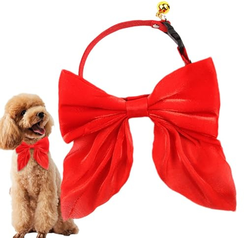 Vriusi Hundhalsband med rosett, mjukt nackhalsband för husdjur, hund och katt klänningskrage, valphalsband med klocka, valpar halsomkrets, mjukt justerbart kathalsband med spänne för dagligen och