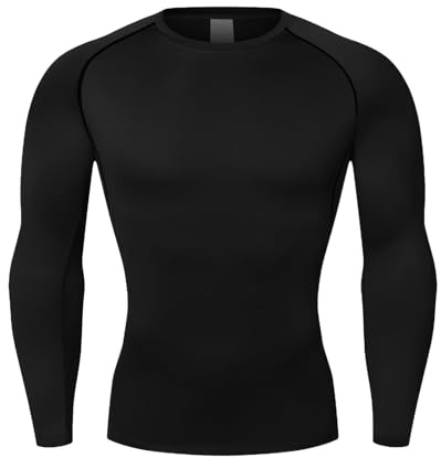 NuCamper Maglia Compressione Uomo, Maglietta Maniche Lunghe Maglia Termica, Maglie Funzionale Traspirante per Uomo, Palestra Compression Shirt Sportiva Asciugatura Rapida per Ciclismo Running