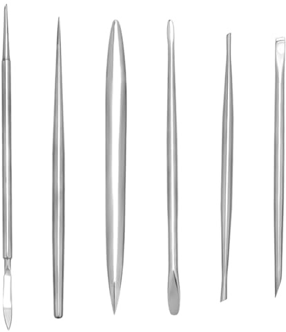 FINGERINSPIRE 6 st skulpteringsverktyg för lera i rostfritt stål, skulptering, detaljverktygssats, dubbla ändar, vaxsnideriverktygssats för konstnärer gör-det-själv hantverk, miniatyrmodellering