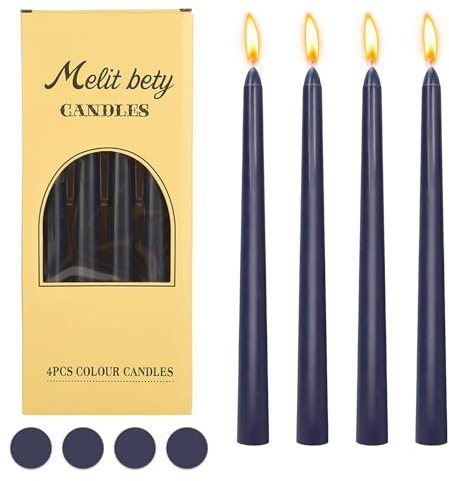 10'' Taper Dinner Candles, 4Pcs Non Drip Candle Sticks (Royal Blue)