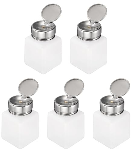 QUARKZMAN 5 st alkohol lösningsmedel dispenser 120 ml (4oz) tryckpump för borttagningsmedel med presshuvud i rostfritt stål för acetonlösning, vit