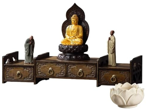 Handgjort Buddha-altarbord Med Lådor Och Rökelsekar Skrivbordsskåp I Trä För Altare Buddha-altarhylla För Buddhistisk Puja-bönehelgedom Heminredning(2 drawers,70CM/27.5IN)