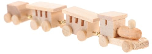 CORHAD Mini Trenino in Legno Naturale per Casa delle Bambole, Riproduzione in Miniatura Colorata, Ornamento Decorativo Sicuro e Arredamento Giocattolo