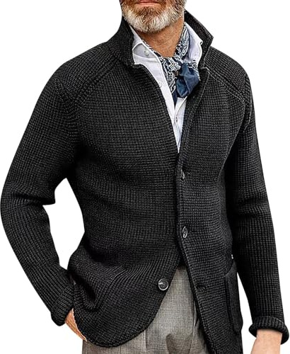Generisk herrtröja vinter M-4Xl, cardigan herr varm, v-ringad övergångsjacka med krage rock knapp fritidsjacka höstjacka med ficka enfärgad herrjacka bekväm utomhusjacka