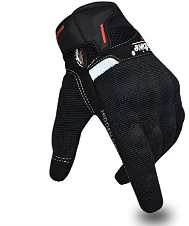MADBIKE Guantes de Motocicleta de Verano para Hombres y Mujeres, Guantes de conducción de Motocicleta con Pantalla táctil, Guantes de Carreras para Deportes de Motor (Negro, L)