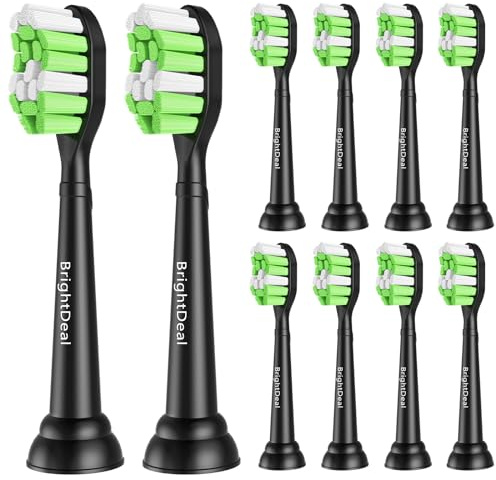 BrightDeal 10er Ersatzbürsten für Philips Sonicare Elektrische Schallzahnbürste Bürstenköpfe für EasyClean 2 Series und Andere Snap-on Zahnbürste (Schwarz)
