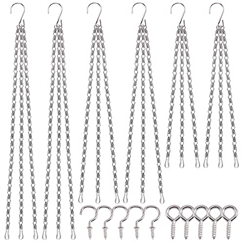 Mardatt 16 Sets 3 Arten lange Hängekörbe Ketten und Haken Sortiment Kit Ketten Aufhänger für Vogelfutterspender, Pflanzgefäße und Dekorationen, geeignet für Zuhause, Wohnung