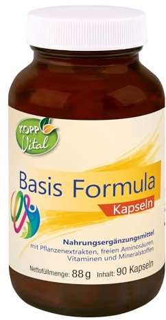 KOPP Vital® Basis Formula | 1 x 90 Kapseln | 88 g | mit Vitaminen | Mineralien | Spurenelementen | Umfangreiche Basisversorgung aus 32 Vitalstoffen | Apothekenqualität