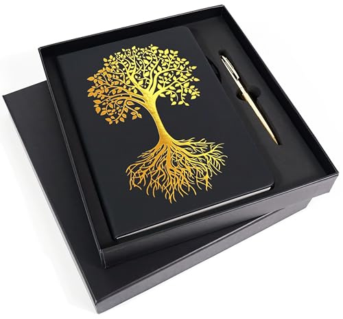 Veway Tree of Life Journal and Pen Gift Set - Vegan Leather Journal with Pen - Professional Diary for Women or Men - A5 Hardcover Fancy Notebook Gift Set - Index & 224 Lined Pages