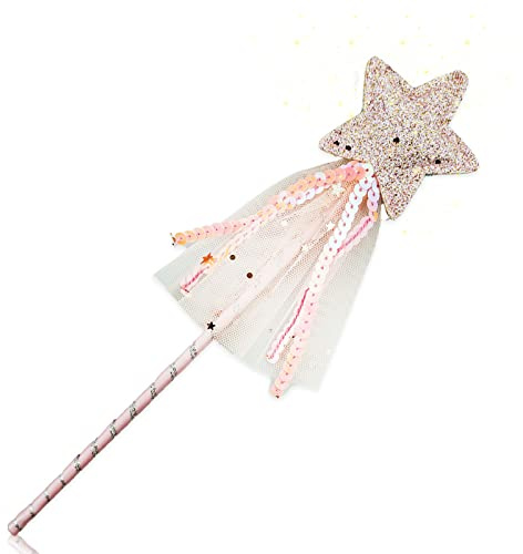 LAMXD Prinsessestav jul älva trollstav söta stavar stjärna älva kostym rekvisita ängel älva stavar för födelsedag bröllopsfest cosplay gåvor rollspel leksaker (rosa)