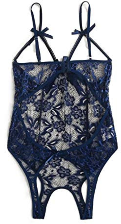 DUHGBNE Crema Depilatoria Orecchie Backless Open Teddy Bow Crotch Hollow Lingerie Donne Lace Jumpsuit Bodysuit Ragazza Sexy