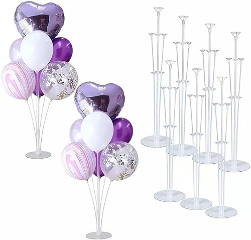Lot de 2 supports de ballons transparents pour table - Pour décoration de fête, anniversaire, mariage