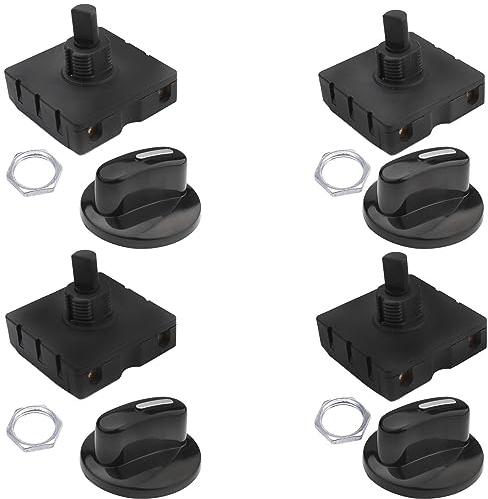 RUNCCI-YUN 4PCS 4-Position 3-Speed Fan Selector Rotary Switch Heater Governor change over switches with Knob 10AMP 120V-250V