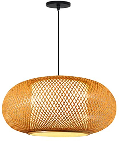 HCIPJQY Plafonnier Vintage Abat-Jour À Baldaquin en Bois Lampes Suspendues en Bambou Naturel De Taille Moyenne Lampe Suspendue De Style Japonais avec Cordon Réglable, pour Restaurant, Salle À Manger