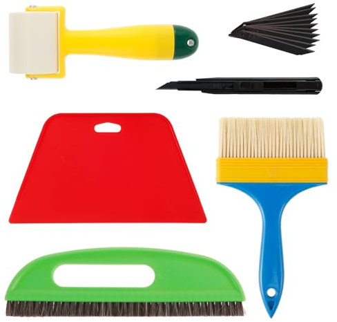 15Pcs Wallpaper Smoothing Tool Kit, Multi-Function Smoothing Tool Set with Brush, Scraper, Roller and Art Cutter for Vinyl Wrap Install Wallpaper Car Wrapping Contact Paper
