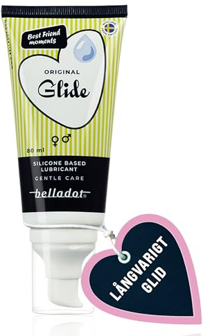 Belladot Silikonbaserat glidmedel, hudvänligt glidmedel, glidmedel lämpligt för kondomer, silikonbaserat glidmedel, 80 ml