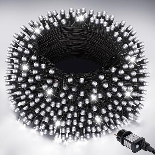 LED Lichterkette Außen, 20 m 200 LED Weihnachtsbaum Lichterkette, 8 Modi LED Lichterkette Innen mit Timing- und Speicherfunktion Für Weihnachten, Party, Hochzeit, Garten, Balkon Deko (Kaltweiß)