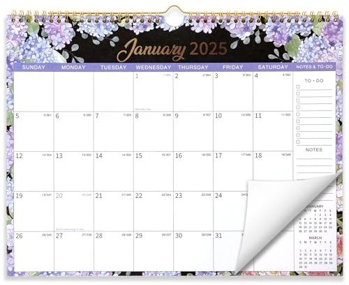 Bellalicht Kalender 2025 väggkalender, 2025 bordskalender från januari till december 2025 med semesteröversikt, familjeplanerare, månadsplanerare, hem eller kontor (blommor)