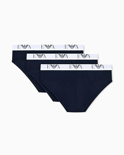 Emporio Armani Man'S Bold Monogram - Paquete de 3 Calzones, Azul, Talla S, Azul Armani/Azul Armani/Azul Armani, S