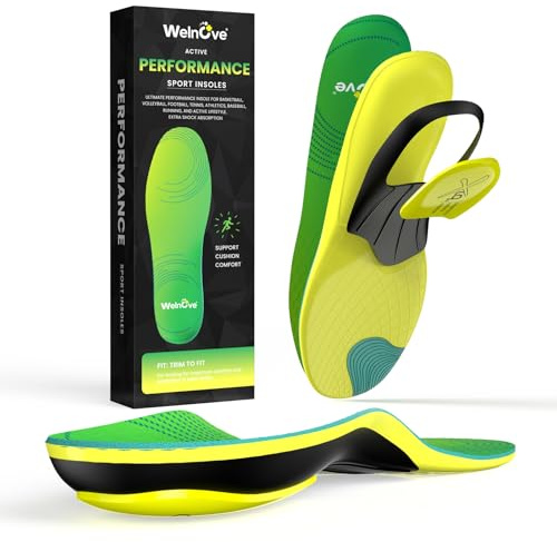 Running Sport Insoles for Men Women - Welnove Shock Absorption and Cushioning Shoe Insert for Active Lifestyle - Planter Facetious Support Inserts,Heel Spur Relief - 2XL
