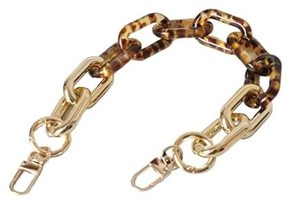 GZXXB Justerbar väskkedja tillbehör för damväska, avtagbar del, reservkedja, guld och silver akryl axelrem, handtag (guld 37 cm)