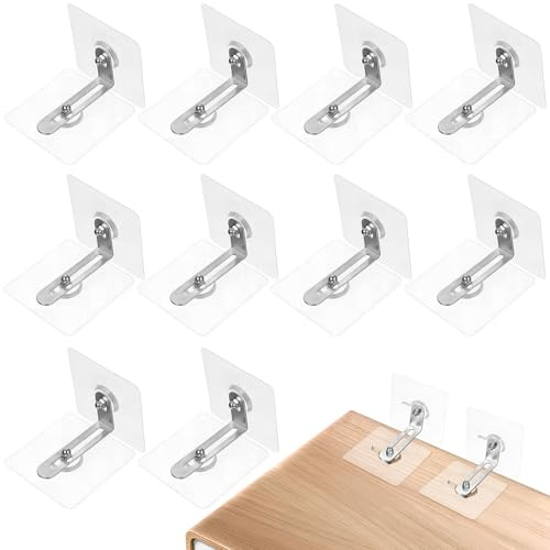 Toyvian Ancrages Muraux Sécurité Anti-basculement 12 Pièces pour Meubles en Acier Inoxydable et Acrylique, Fixation sans Perçage pour Armoires et Placards Domestique