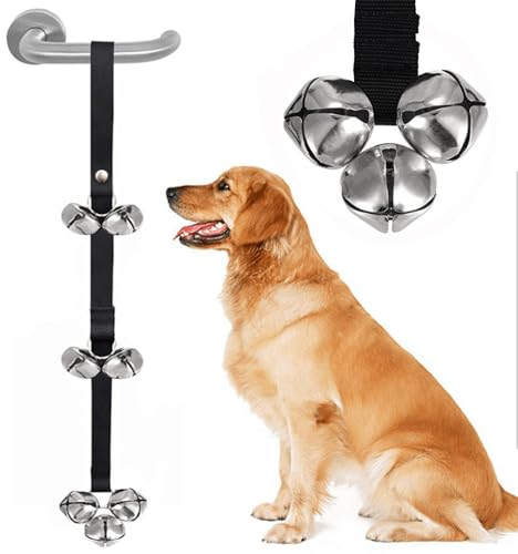 MINGZE Dog Doorbell Dog Bells Toilet Training Puppy, Internal Training Doorbell (Black)