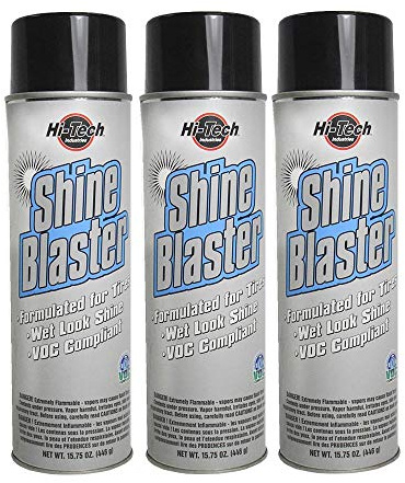 HI-TECH Shine Blaster II Tire Shine Spray – 3-Pack, Wet Look, No-Wipe, High-Gloss, Long-Lasting Tire Protection – Made in USA