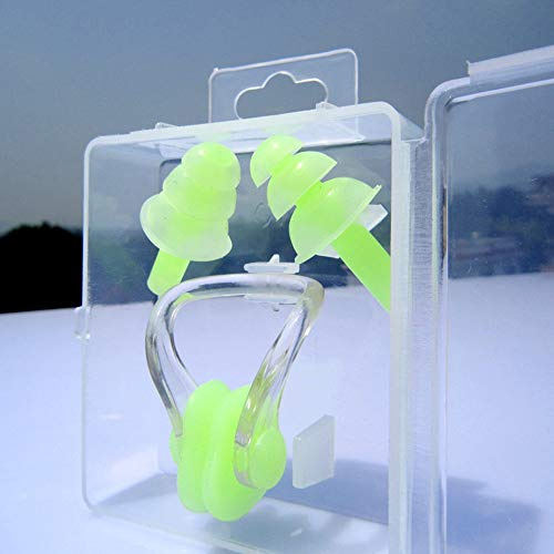 VOANZO 4 pièces Bouchons d'oreille de Natation en Silicone pour Enfants Bouchons d'oreille et Ensembles de Pince-Nez, imperméables et Confortables pour Enfants Filles garçons bébés Tout-Petits (Vert)