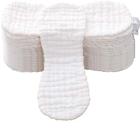 Babywindeln Waschbare Bambuskohle Windeln Wiederverwendbare Baby Windel 4 Schichten Stoffwindel Einlagen (Baumwoll A, 20 PCS)