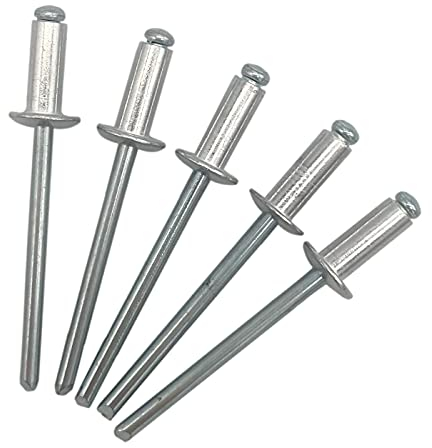 Lot de 400 rivets aveugles 4,0 x 10 mm à tête bombée type ouvert DIN 7337 rivets en aluminium et mandrin en acier rivets pop (400, 4,0 x 10 mm)