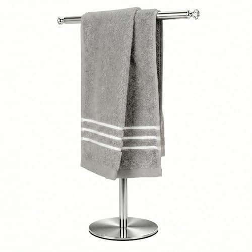 Songtec Hand Towel Holder Stand with Crystal knobs, Fingertip Towel Rack, Rust-Proof Accessories Jewelry Stand - Brushed Nickel