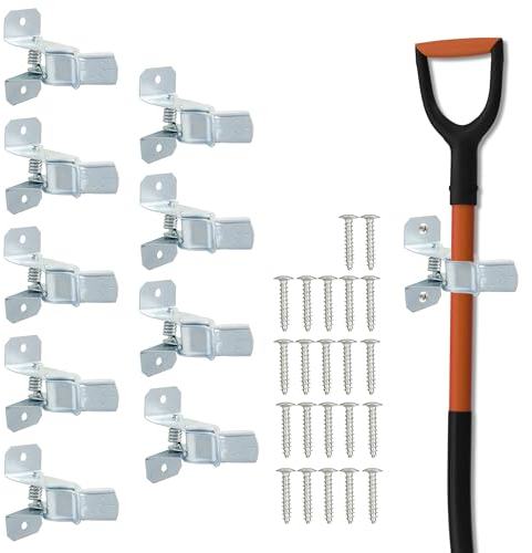 BELLE VOUS Gartengeräte-Aufhängesystem - 10-teilig - Gartengerätehalter - Besenhalter - Haken für Rechen und Schaufel - Gerätehalter für Garage und Schuppen - Besenhalterung Wand
