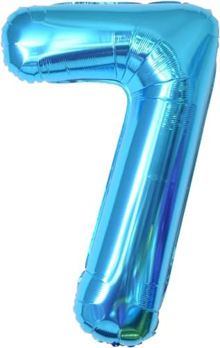 Geburtstag zahlen luftballon 7 jahre | Blau Folienballon 7 XXL -Riesen Folienballon in 40 - 101cm Geburtstagsdeko - Ballon Zahl Deko zum Geburtstag .Fliegt mit Helium