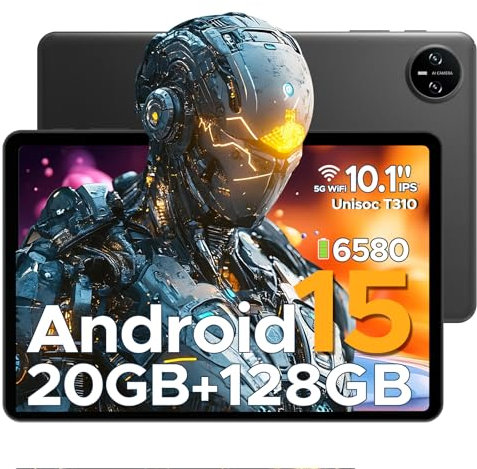 DOOGEE Tab A9 Pro Android 15 Tablet 10 Zoll, 20GB RAM+128GB ROM(2TB TF) Android Tablet, 10,1 HD IPS Display Gaming Tablet, 6580mAh, Unisoc T310, 8MP AI Camera, 5 WiFi/GMS/Face ID/BT 5.0/3,5mm Jack