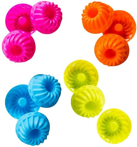 Binnan 12pcs Mini Moule à Kougelhopf Silicone, Mini Moules à Kouglof en Silicone, Moule a Baba au Rhum, Moules à Kouglof pour Gâteaux, Desserts, Chocolats, Puddings, Gelées