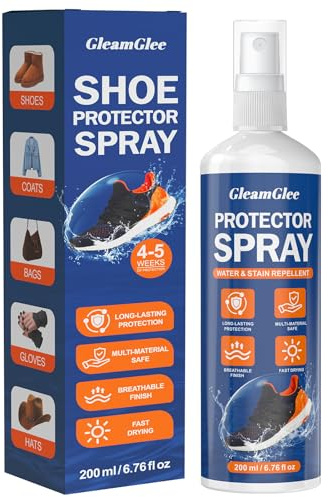 GleamGlee Shoe Protector Spray, Waterproof & Stain Repellent, 200g | Long-Lasting Rain Protection for Suede, Leather, Nubuck, Canvas, Fabric, Sneakers and Boots