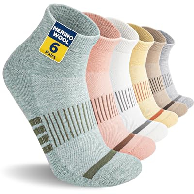 Niofind Calcetines Quarter Trekking Merino, 6 Pares, Acolchados
