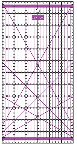 SEMPLIX Patchwork-Lineal Quilt-Lineal, transparent, mit Inch-Skala und Winkelfunktionen, ideal für Patchwork und zum Basteln, 12 x 6 inch (lila)