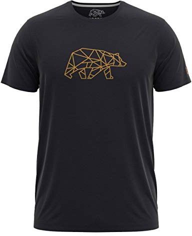 FORSBERG Finnson T-Shirt mit stylischem Bär Brustlogo Rundhals für Herren in Vier verschiedenen Farbkombinationen, Farbe:schwarz/Bronze, Größe:M
