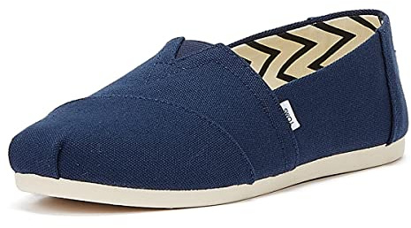 Toms Femme Alpargata en Coton recyclé Mocassin Plat, Bleu Marine, 38 EU