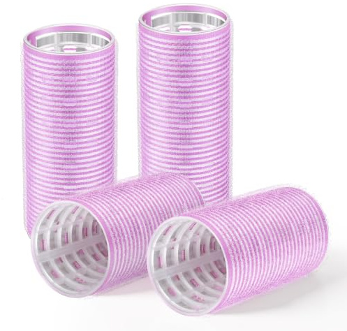 WILLBOND 4 Pcs Long Hair Rollers for Bangs Aluminum Core Curlers Thermal Self Grip Roller for Long and Medium Hair Women Hairstyle(4.7 x 2 Inch,Purple)
