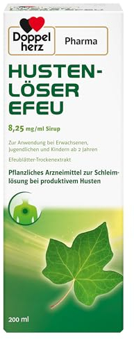 DoppelherzPharma HUSTENLÖSER EFEU 8,25 mg/ml Sirup – Pflanzliches Arzneimittel zur Schleimlösung bei produktivem Husten – ab 2 Jahren – 200 ml