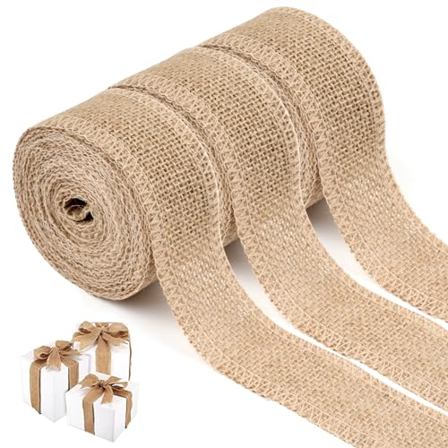 15 Meter Burlap Band, 4cm Breit Juteband, Vintage-Juteband für DIY, Weich Sackleinen Band, Vintage Geschenkband für Handwerk, Geschenkverpackung, Hochzeitdeko usw.(5M/Rollen)
