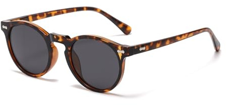 LJCZKA Lunette de Soleil Polarisée Ronde Homme Femme Vintage Rétro Lunettes de Soleil Femme Polarisées Protection UV400